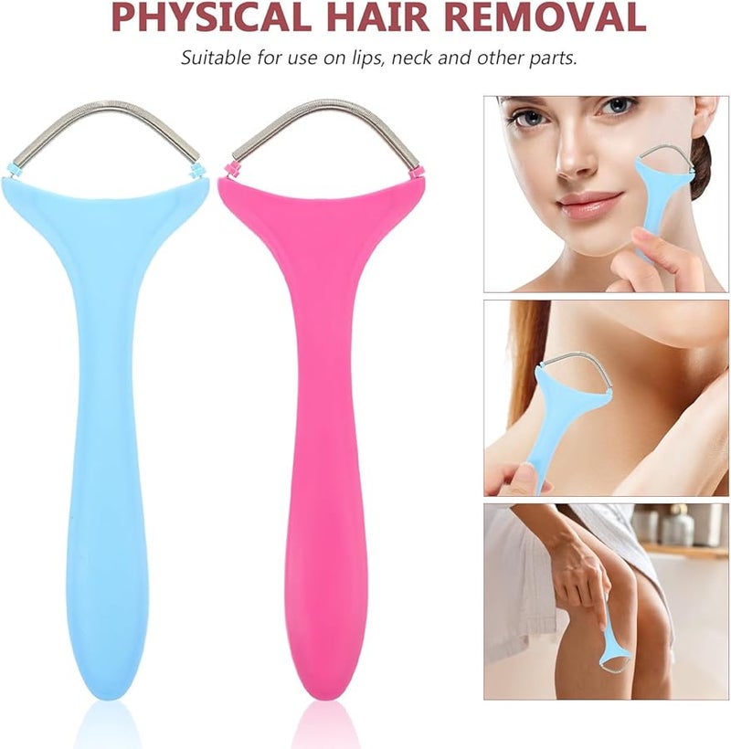 Cabilock 2Pcs Manual Face Epilator Hair Removal Tool for Women Upper Lip Pink and Blue - Image 4